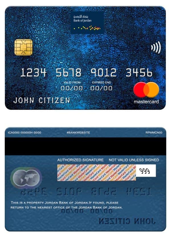 Jordan Bank of Jordan mastercard Fillable Jordan Bank of Jordan mastercard Templates