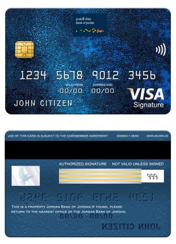 Jordan Bank of Jordan visa signature card Editable Jordan Bank of Jordan visa signature card Templates