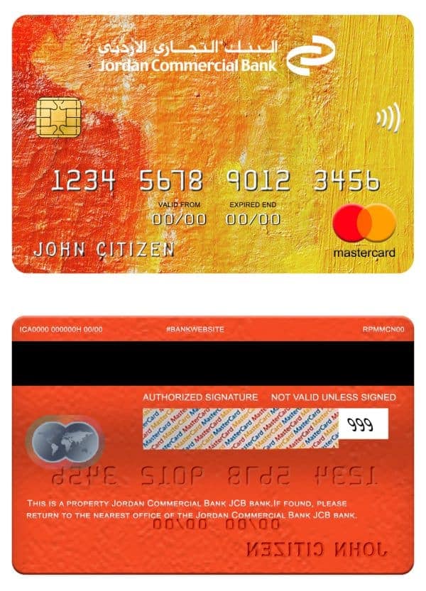 Jordan Commercial Bank JCB bank mastercard Fillable Jordan Commercial Bank JCB bank mastercard Templates