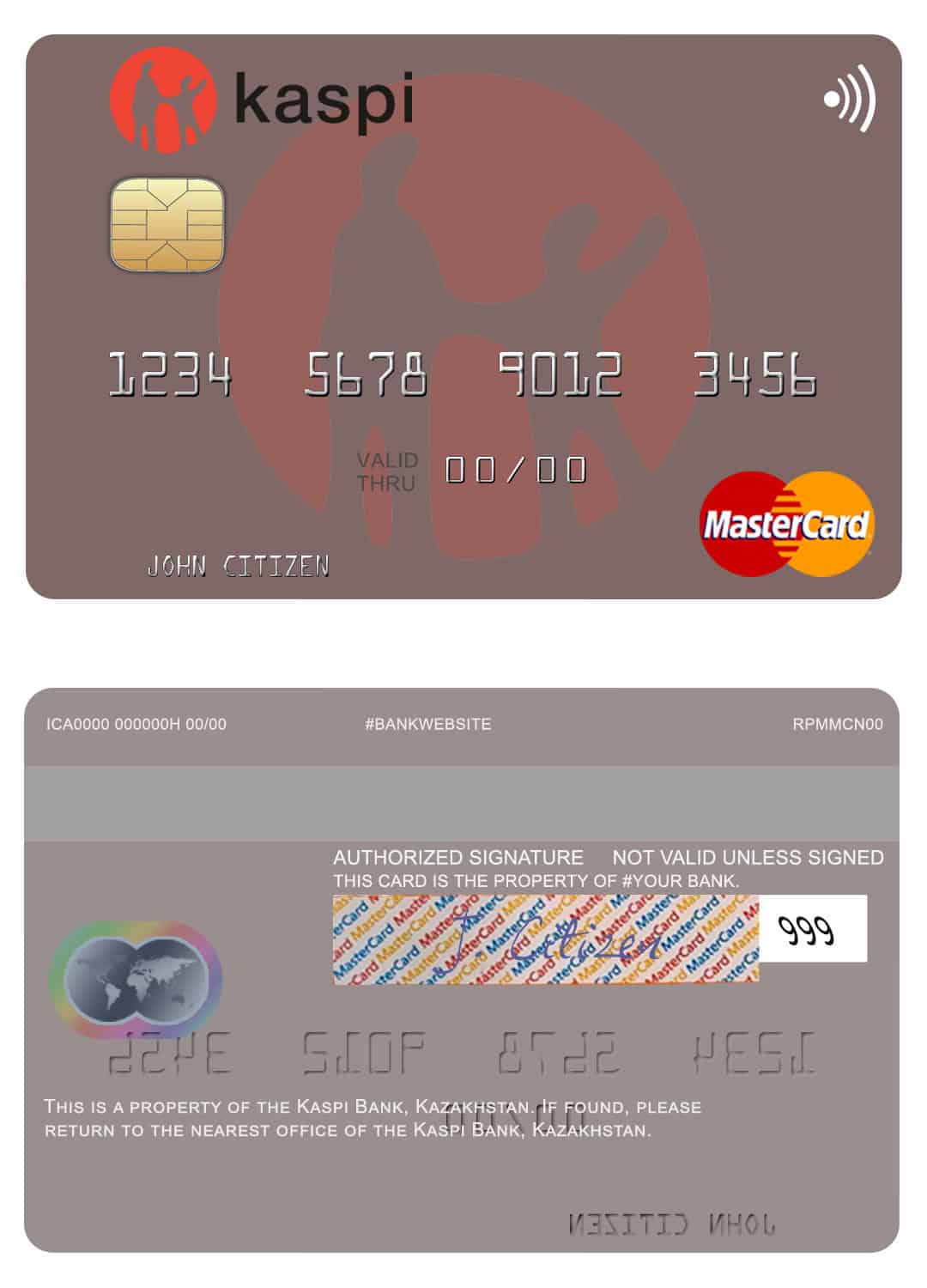 Kazakhstan Kaspi Bank mastercard Editable Kazakhstan Kaspi Bank mastercard Templates