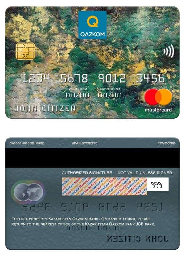Kazakhstan Qazkom bank mastercard Editable Kazakhstan Qazkom bank mastercard Templates