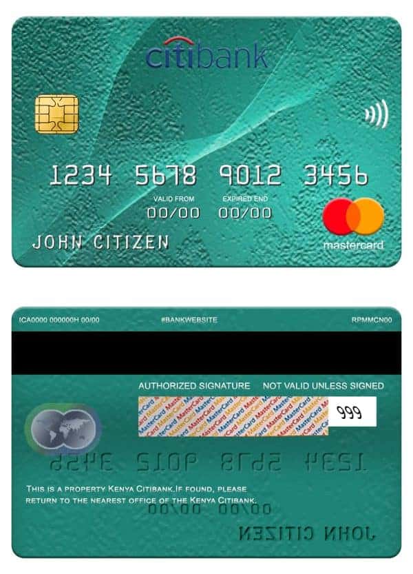 Kenya Citibank mastercard Editable Kenya Citibank mastercard Templates