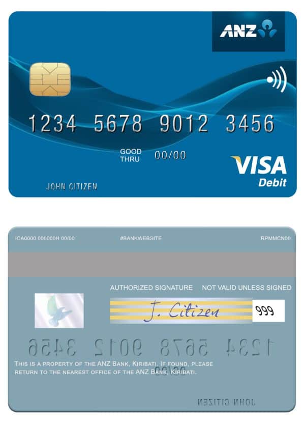 Kiribati ANZ Bank visa card Fillable Kiribati ANZ Bank visa card Templates