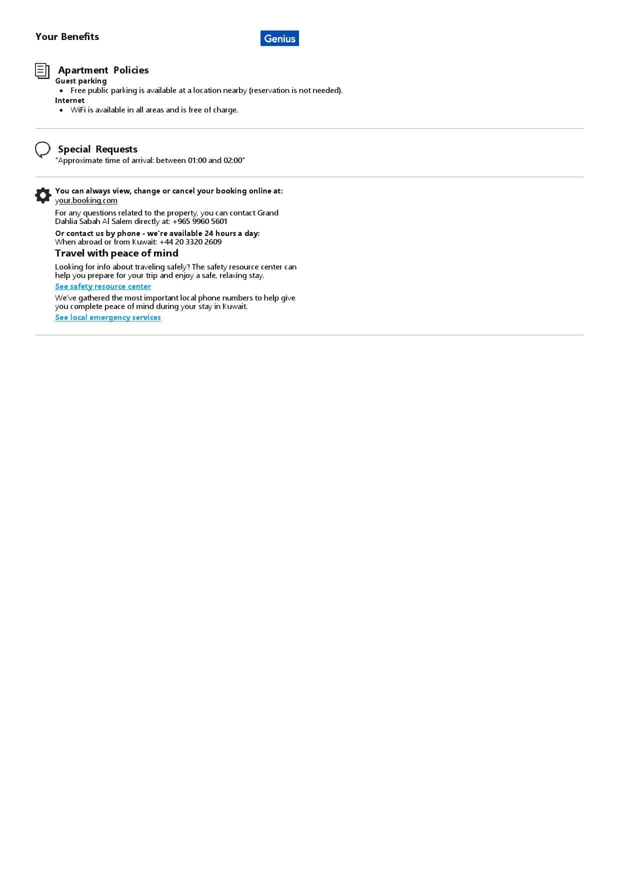 Kuwait hotel booking confirmation Word and PDF template, 2 pages Kuwait hotel booking confirmation Word and PDF template, 2 pages