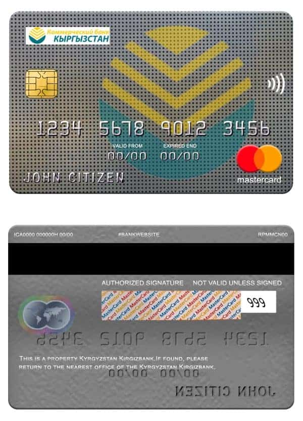 Kyrgyzstan Kirgizbank mastercard Editable Kyrgyzstan Kirgizbank mastercard Templates