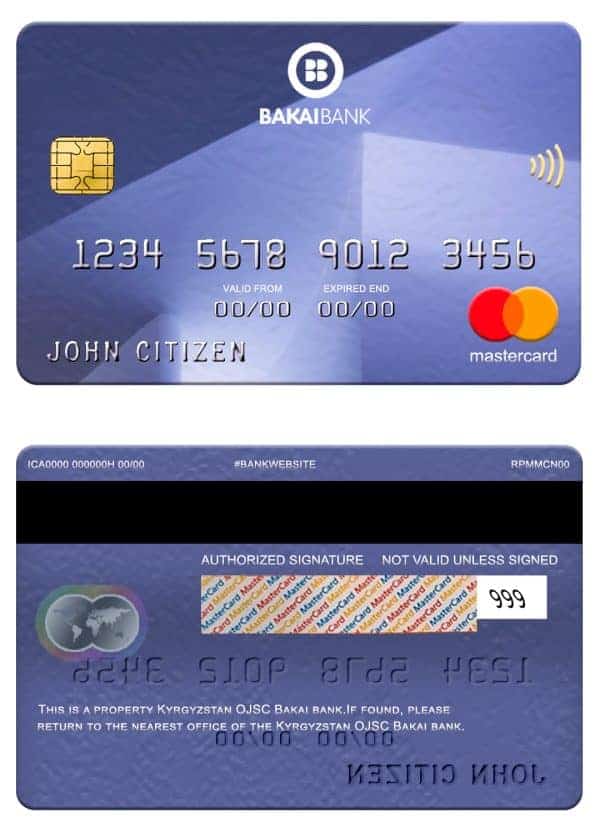 Kyrgyzstan OJSC Bakai bank mastercard Editable Kyrgyzstan OJSC Bakai bank mastercard Templates