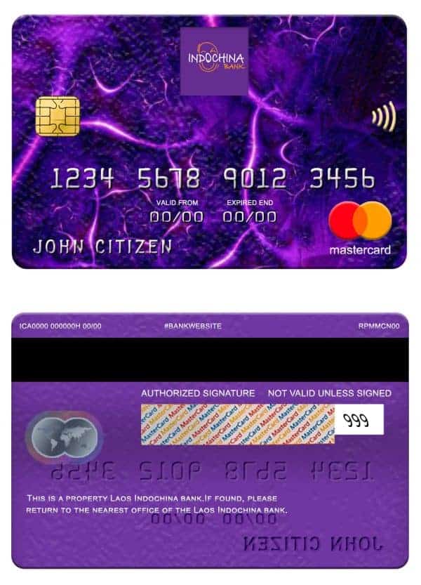 Laos Indochina bank mastercard Editable Laos Indochina bank mastercard Templates