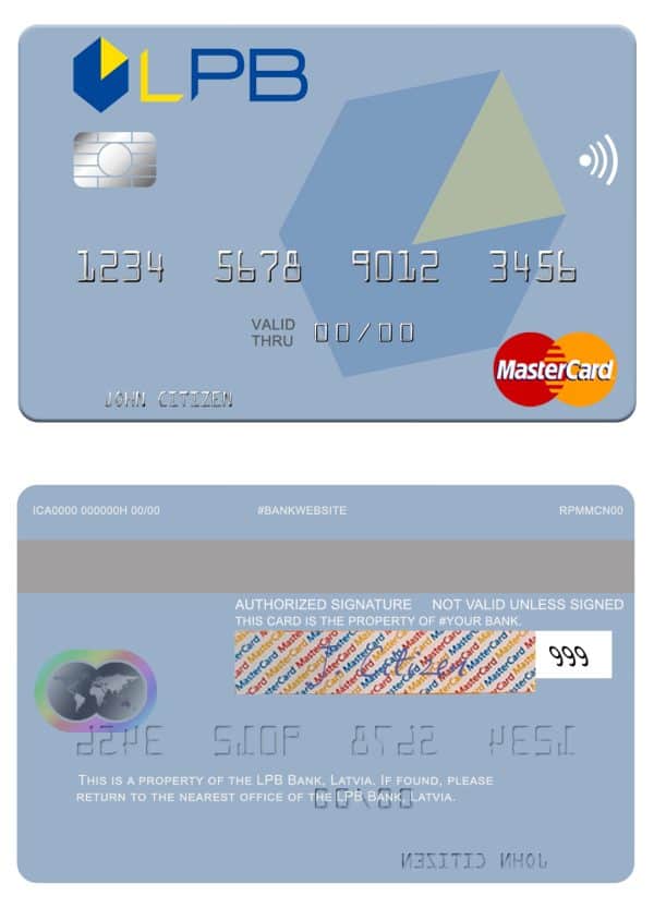 Latvia LPB Bank mastercard Fillable Latvia LPB Bank mastercard Templates