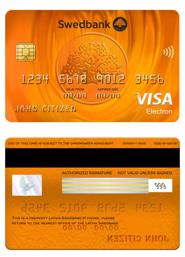 Latvia Swedbank visa electron card Fillable Latvia Swedbank visa electron card Templates