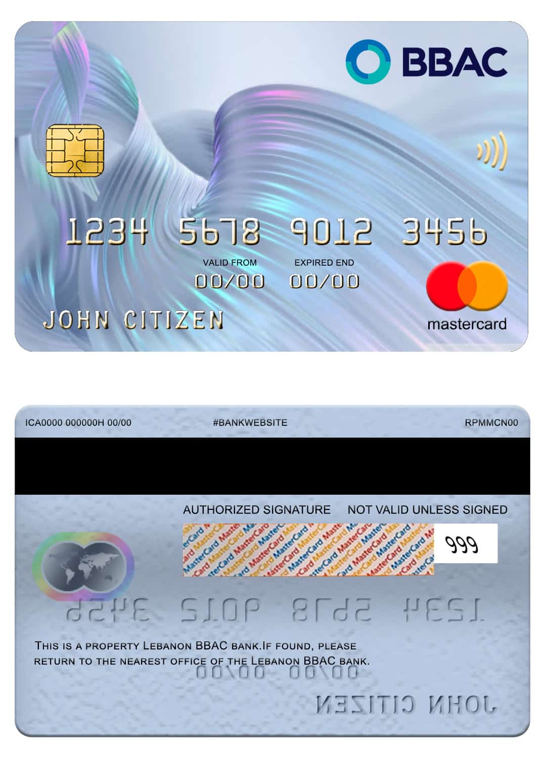 Lebanon BBAC bank mastercard Editable Lebanon BBAC bank mastercard Templates