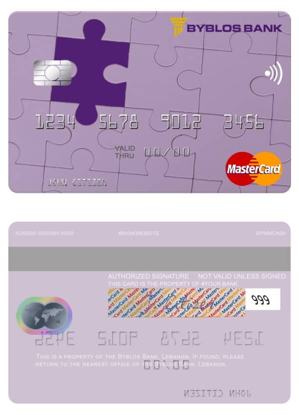 Lebanon Byblos Bank mastercard Fillable Lebanon Byblos Bank mastercard Templates