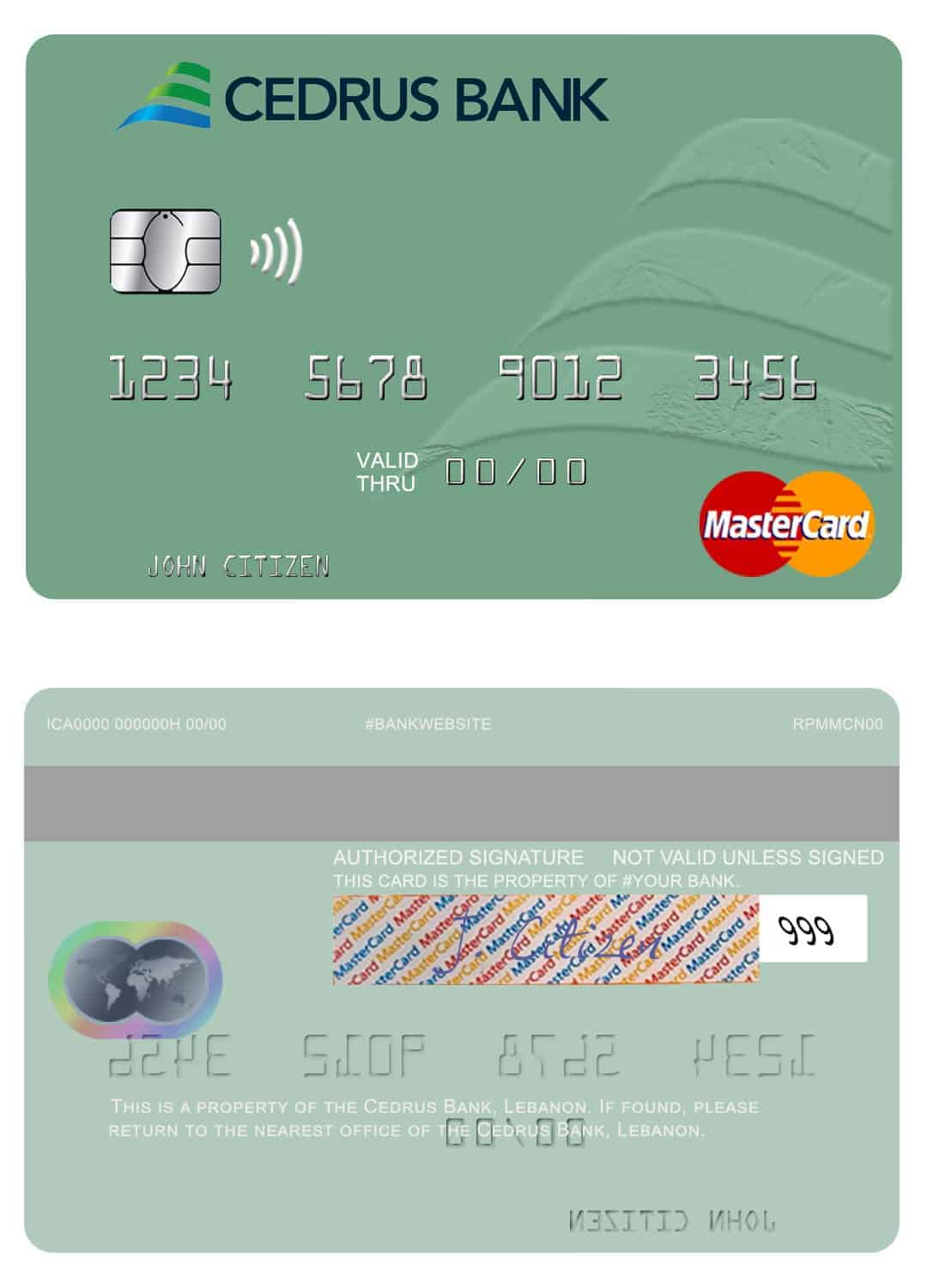 Lebanon Cedrus Bank mastercard Editable Lebanon Cedrus Bank mastercard Templates