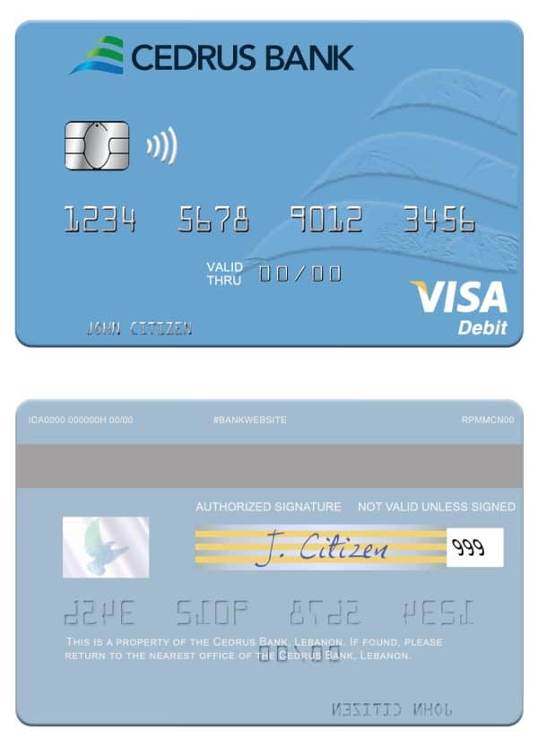 Lebanon Cedrus Bank visa card Fillable Lebanon Cedrus Bank visa card Templates