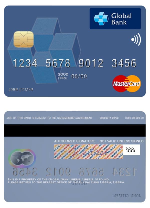 Liberia Global Bank mastercard Editable Liberia Global Bank mastercard Templates
