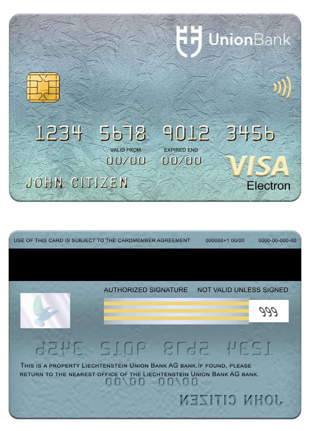 Liechtenstein Union bank visa electron card Editable Liechtenstein Union bank visa electron card Templates