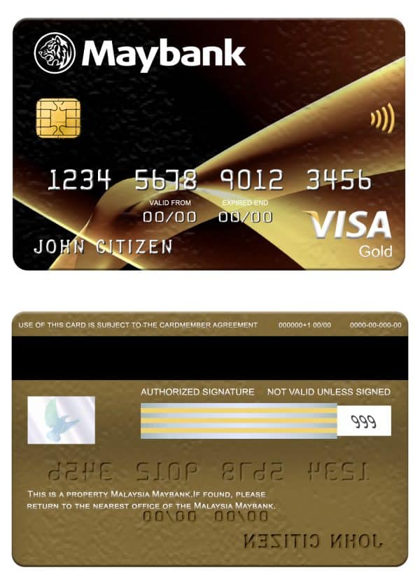 Fillable Malaysia Maybank visa gold card Templates