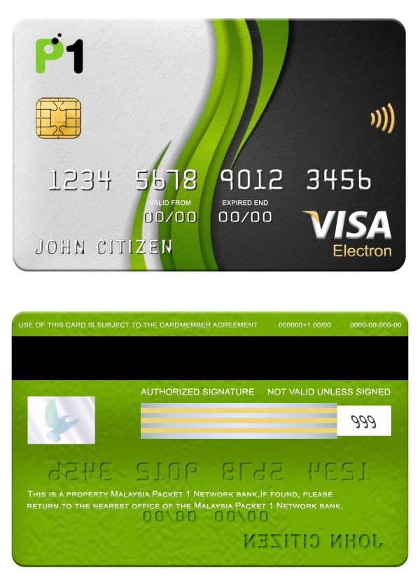 Editable Malaysia Packet 1 Network bank visa electron card Templates
