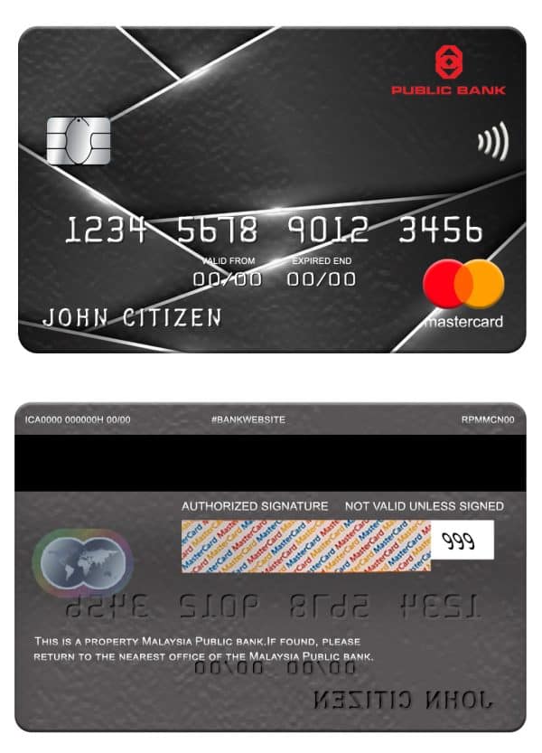 Fillable Malaysia Public bank mastercard Templates