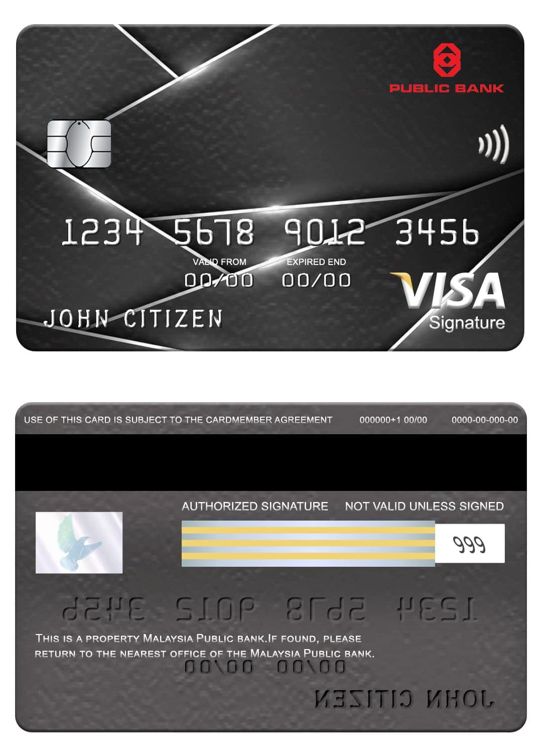 Malaysia Public bank visa signature card Editable Malaysia Public bank visa signature card Templates