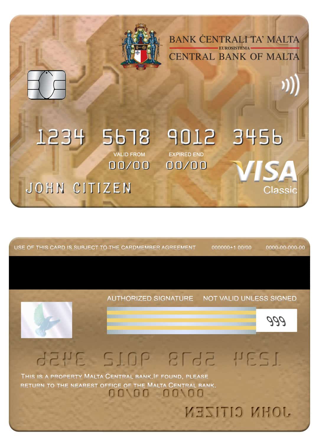 Malta Central bank visa classic card Editable Malta Central bank visa classic card Templates