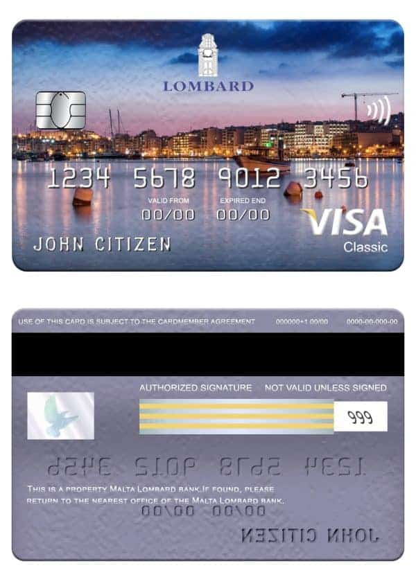 Malta Lombard bank visa classic card Editable Malta Lombard bank visa classic card Templates