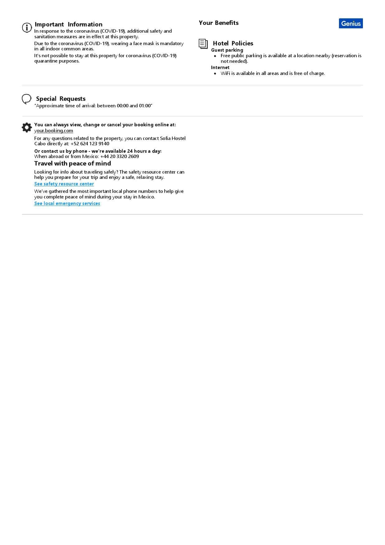 Mexico hotel booking confirmation Word and PDF template, 2 pages Mexico hotel booking confirmation Word and PDF template, 2 pages