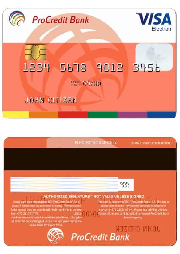 Moldova ProCredit bank visa electron credit card Fillable Moldova ProCredit bank visa electron credit card Templates