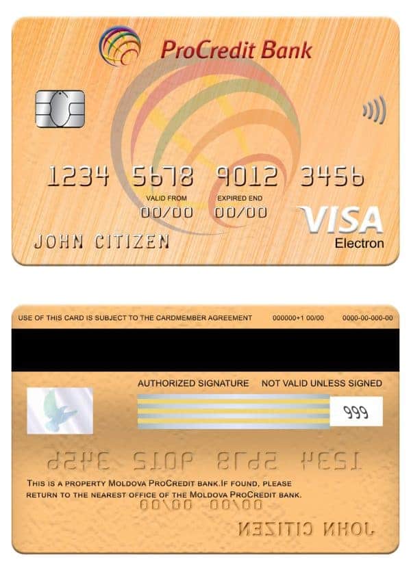 Moldova Procredit bank visa electron card Editable Moldova Procredit bank visa electron card Templates