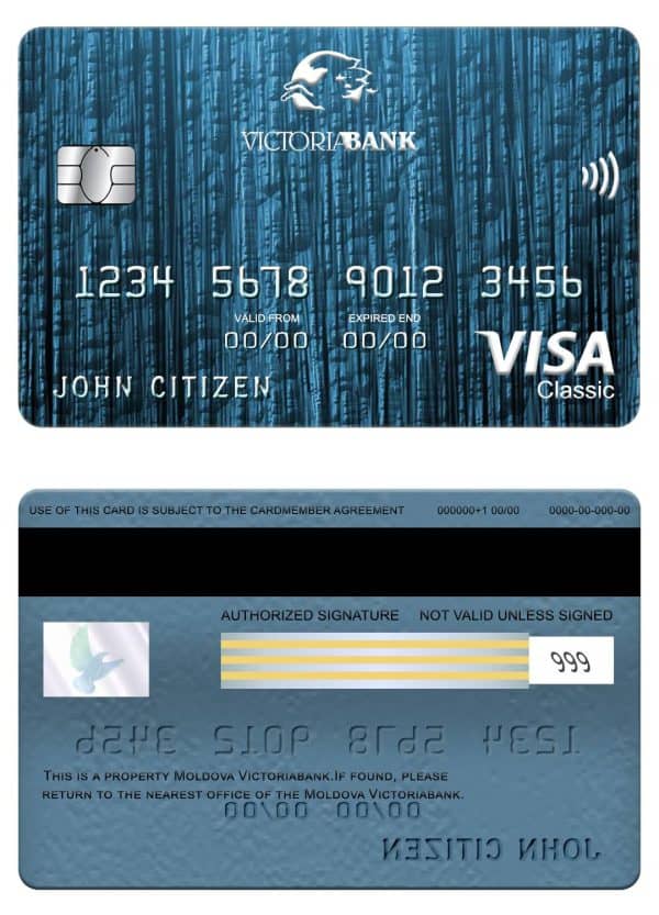 Moldova Victoriabank visa classic card Fillable Moldova Victoriabank visa classic card Templates | Layer-Based PSD