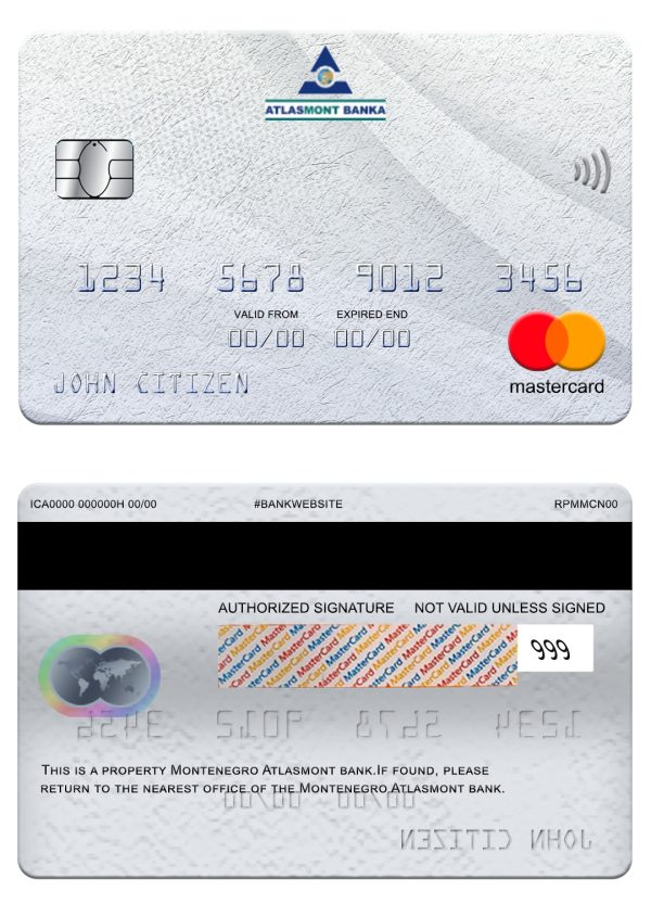Montenegro Atlasmont bank mastercard Fillable Montenegro Atlasmont bank mastercard Templates