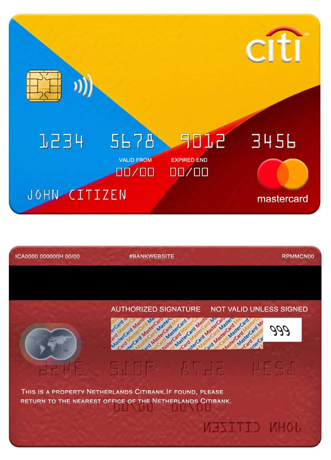 Netherlands Citibank mastercard Fillable Netherlands Citibank mastercard Templates