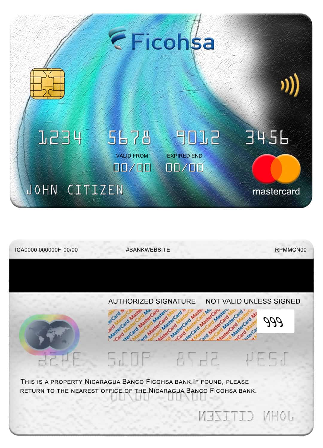 Nicaragua Banco Ficohsa bank mastercard Editable Nicaragua Banco Ficohsa bank mastercard Templates