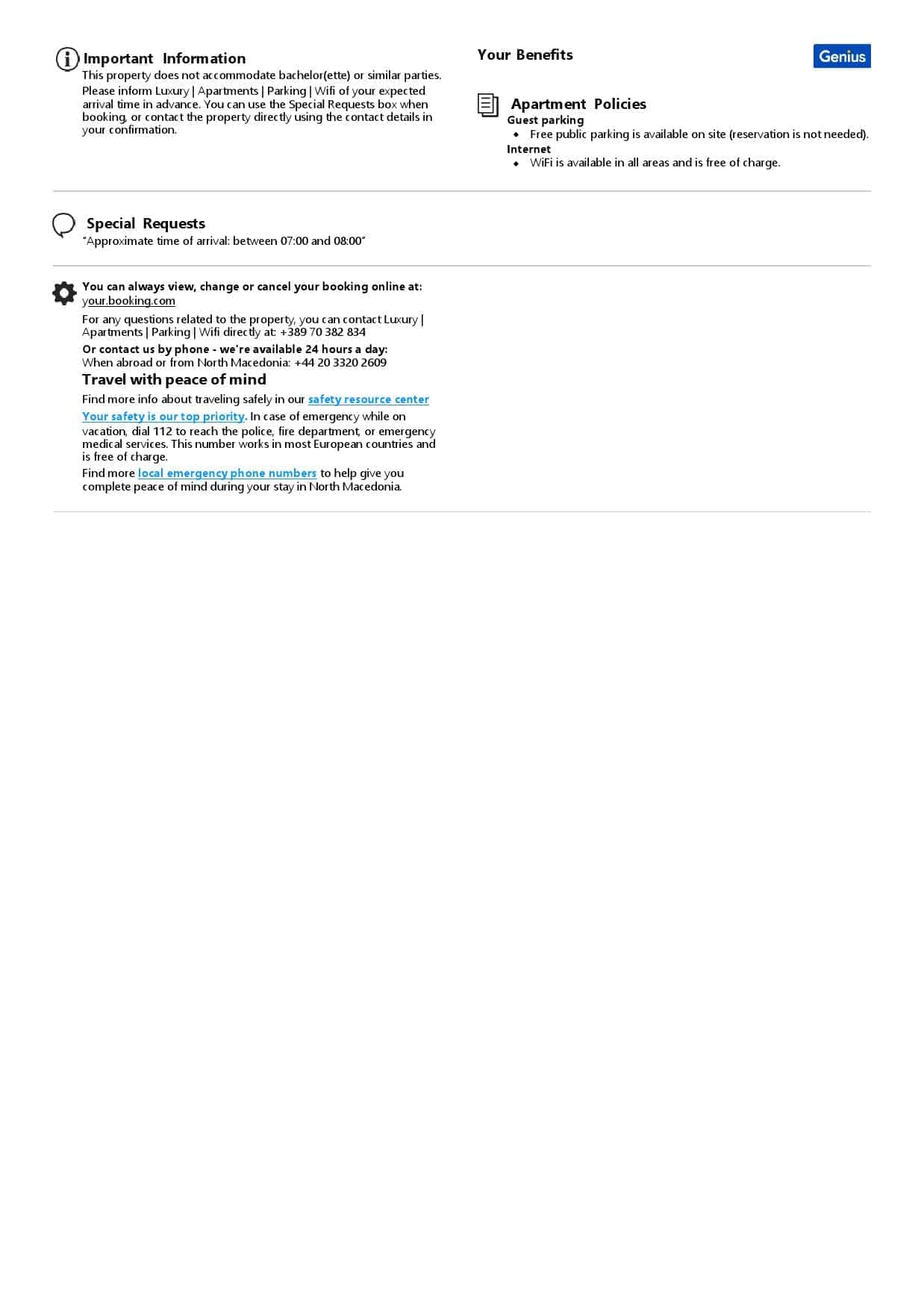 North Macedonia hotel booking confirmation Word and PDF template, 2 pages North Macedonia hotel booking confirmation Word and PDF template, 2 pages
