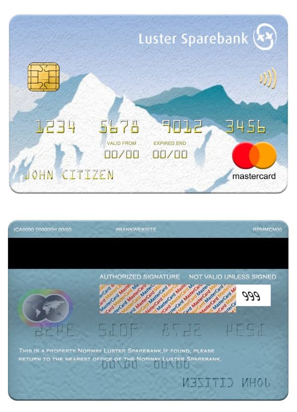 Norway Luster Sparebank mastercard Editable Norway Luster Sparebank mastercard Templates