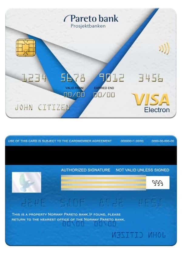 Norway Pareto bank visa electron card Editable Norway Pareto bank visa electron card Templates