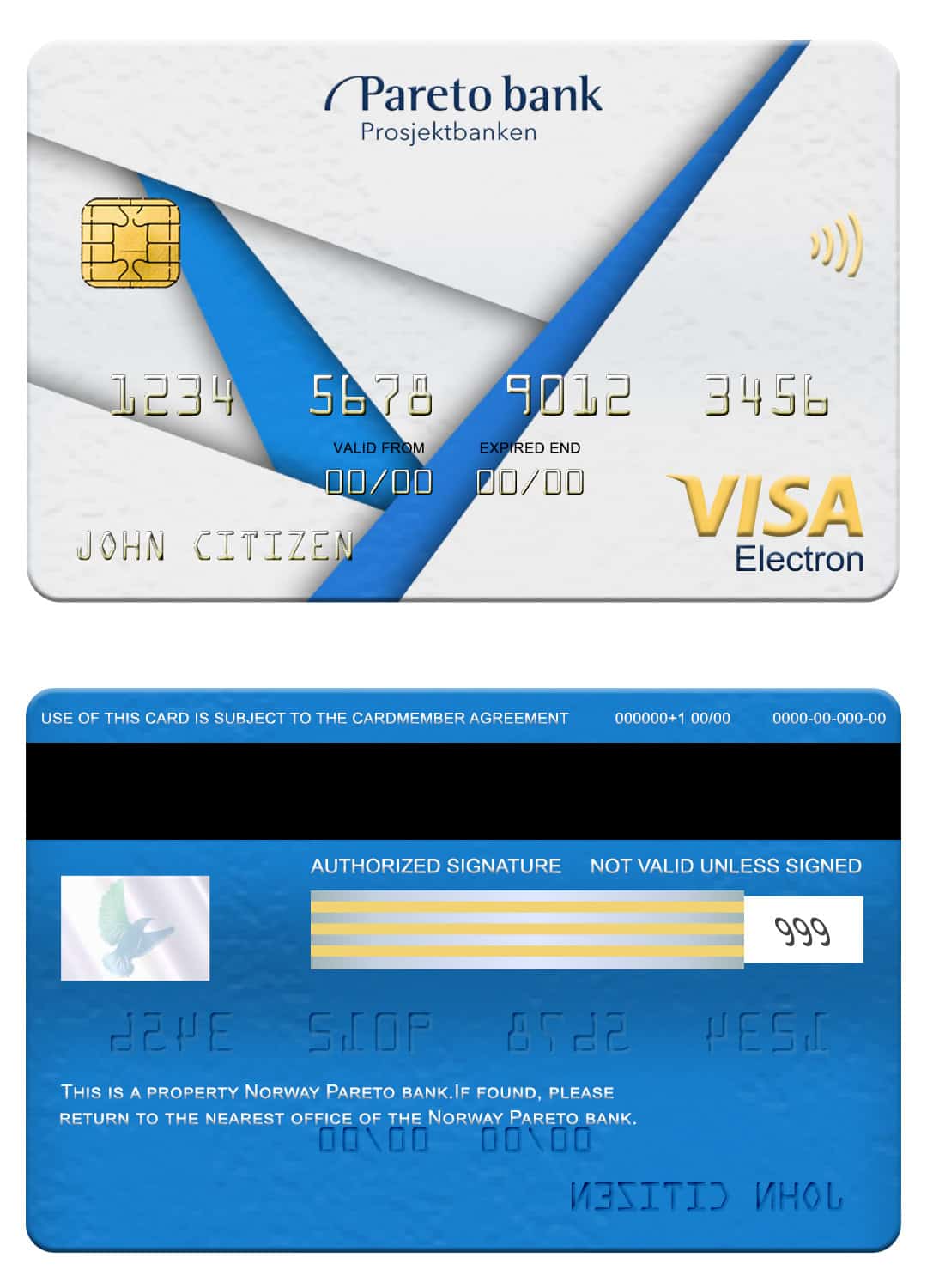 Norway Pareto bank visa electron card Editable Norway Pareto bank visa electron card Templates
