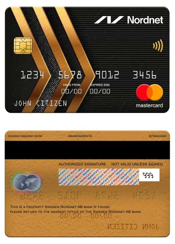 Fillable Sweden Nordnet AB bank mastercard Templates