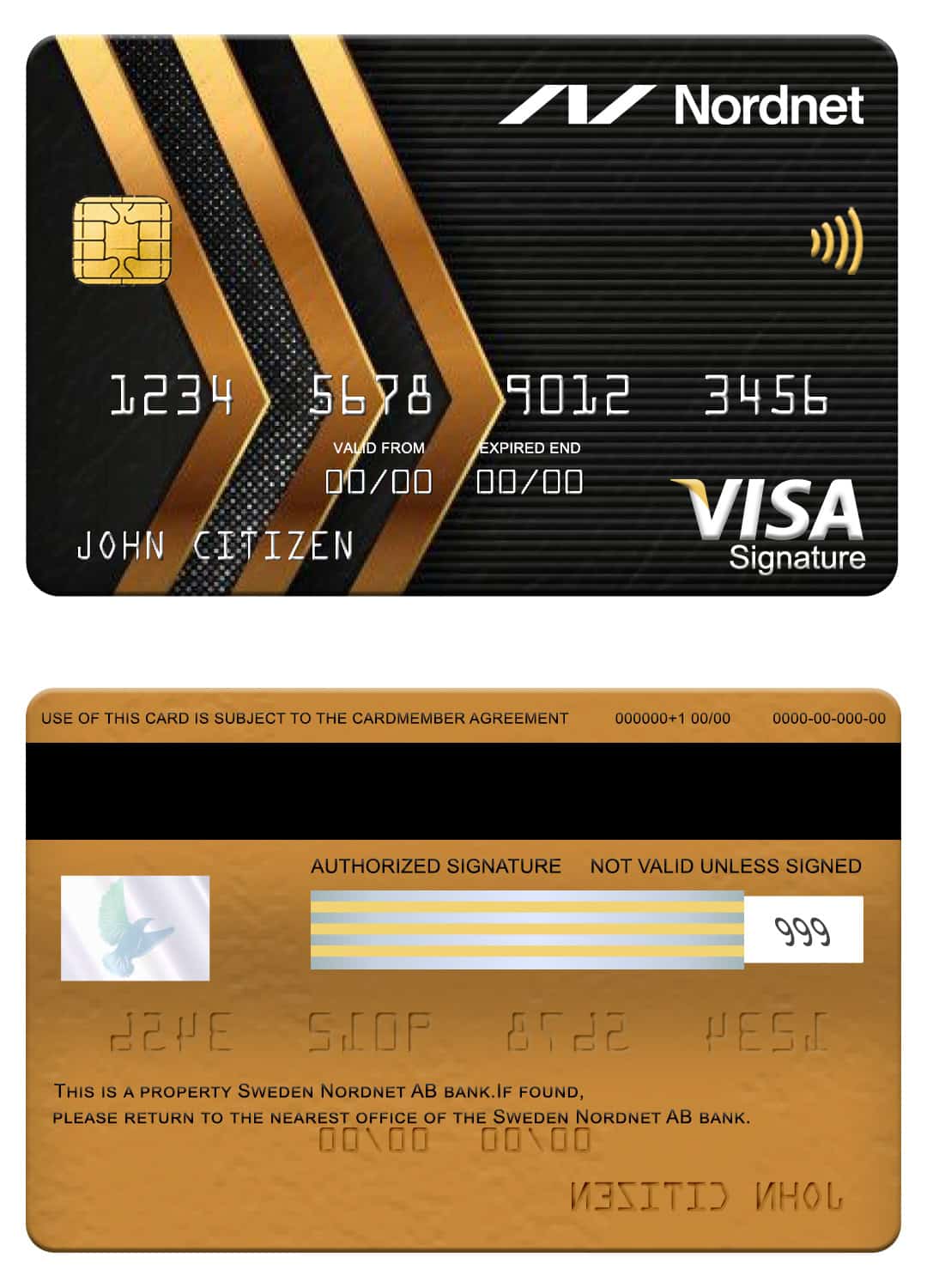 Sweden Nordnet AB bank visa signature card Editable Sweden Nordnet AB bank visa signature card Templates