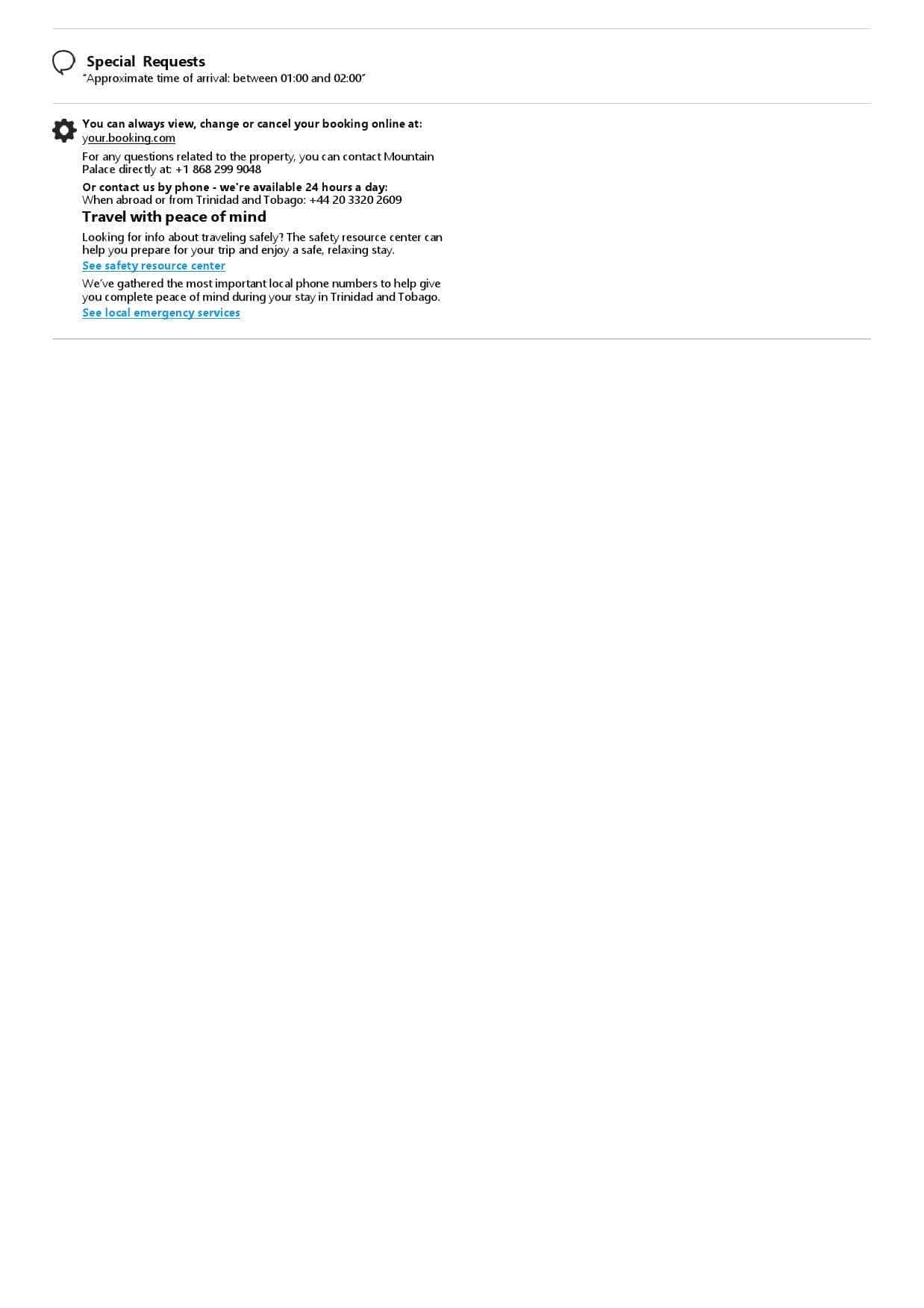 Trinidad and Tobago hotel booking confirmation Word and PDF template, 2 pages Trinidad and Tobago hotel booking confirmation Word and PDF template, 2 pages