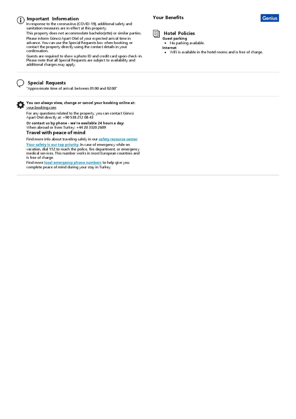 Turkey hotel booking confirmation Word and PDF template, 2 pages Turkey hotel booking confirmation Word and PDF template, 2 pages