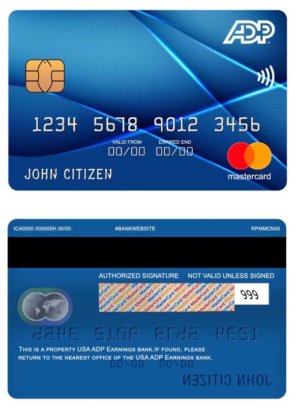 USA ADP Earnings bank mastercard Fillable USA ADP Earnings bank mastercard Templates