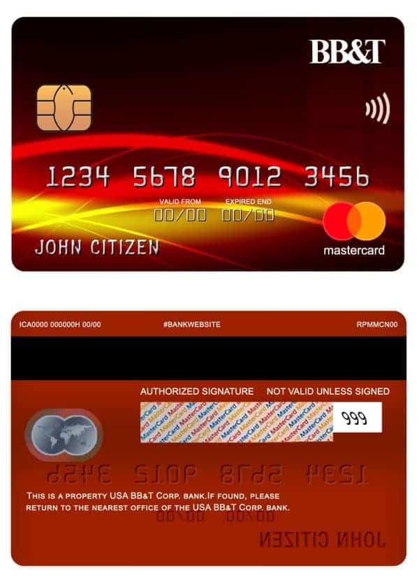 USA BB&T Corp. bank mastercard Editable USA BB&T Corp. bank mastercard Templates