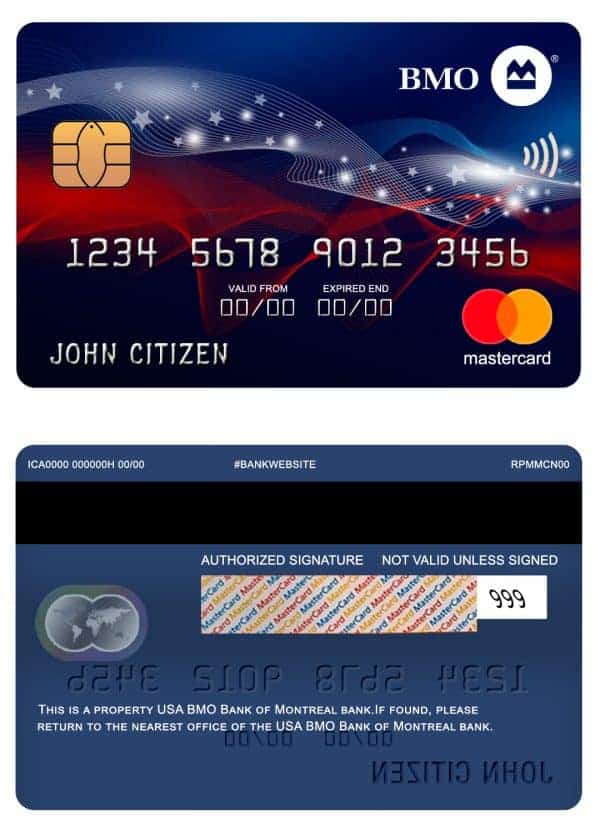 USA BMO Bank of Montreal bank mastercard Editable USA BMO Bank of Montreal bank mastercard Templates
