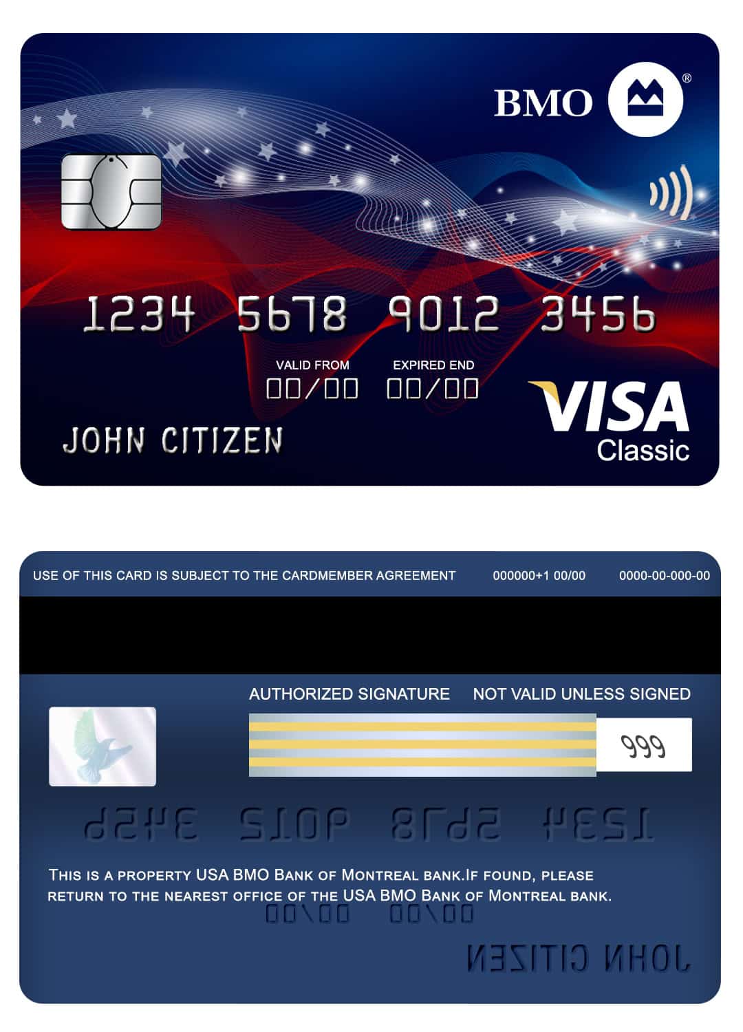 USA BMO Bank of Montreal bank visa classic card Fillable USA BMO Bank of Montreal bank visa classic card Templates