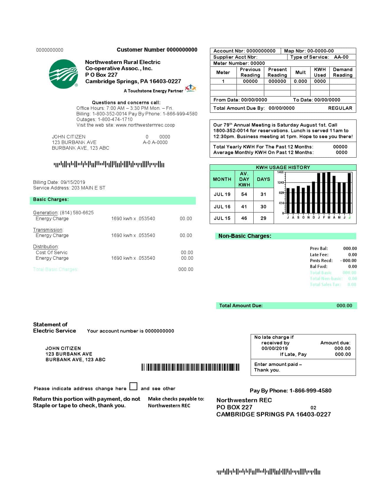 USA Northwestern Rural Electric Utility Bill Free Template USA Northwestern Rural Electric Utility Bill Free Template