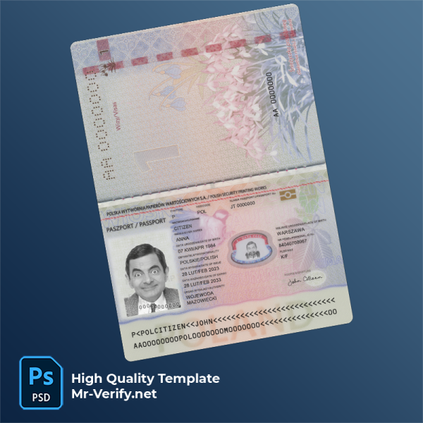 Poland Passport psd template