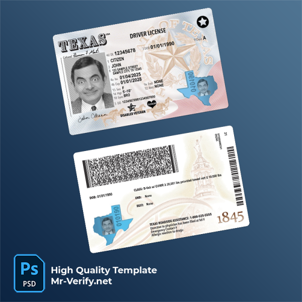 USA Texas driving license 2025-present photolook