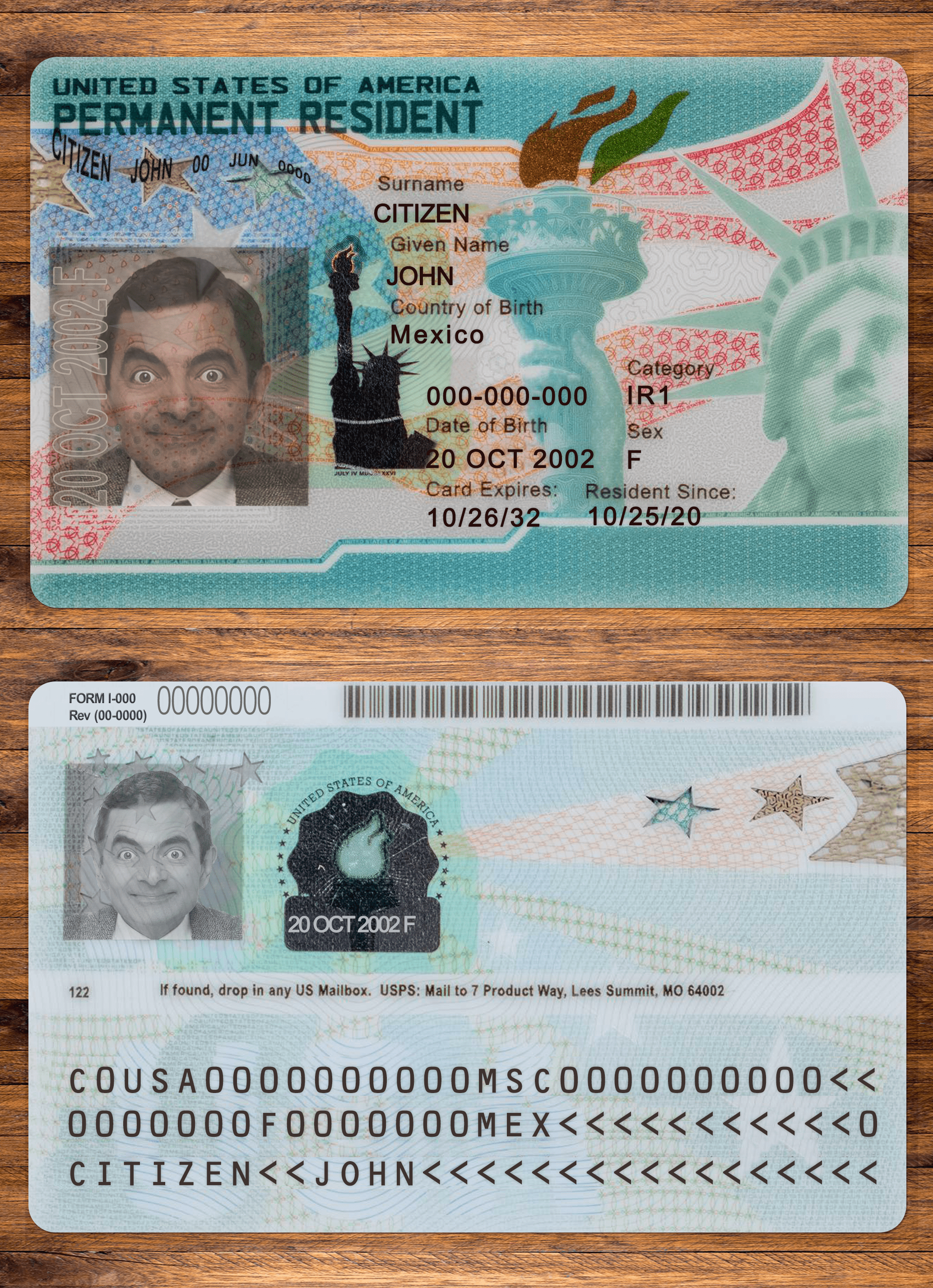 USA NEW GREEN CARD-min USA Green Card And Permanent Resident Card PSD Template New2024