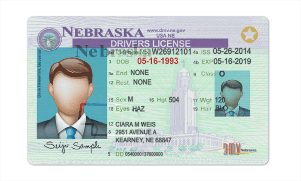 Nebraska driver license Psd Template version 2 with scan effect