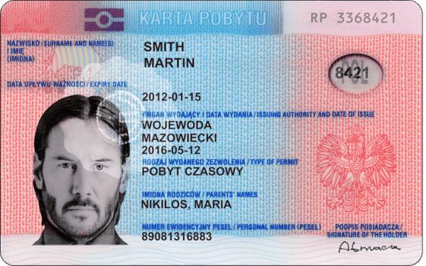 Poland fake residence permit psd template version 2 front